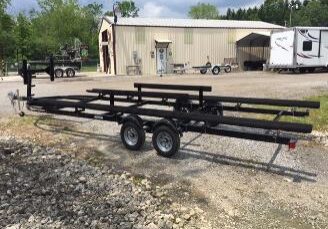 A boat trailer with black coating